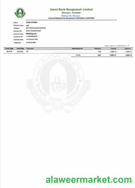 Bangladesh Islami Bank Limited Word and PDF template
